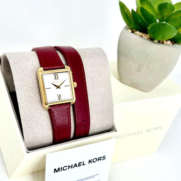 COPY - NWT MICHAEL KORS Lake Red Leather Watch MK2761 main image 6